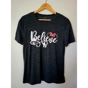 Disney "BELIEVE" Minnie Mouse T-SHIRT Adult Unisex SMALL / Heather Gray
